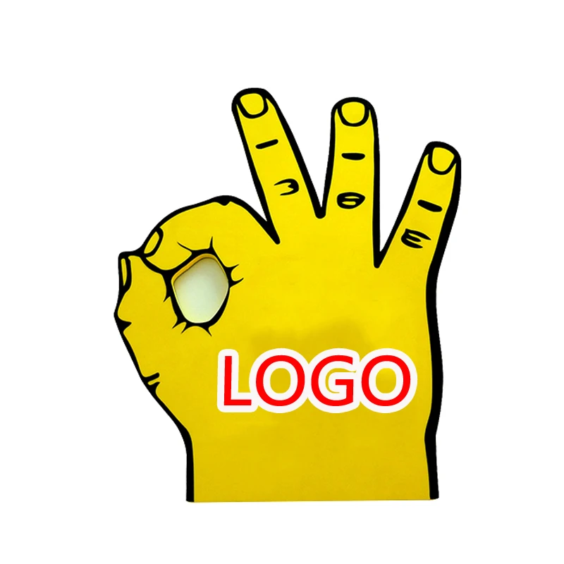 Рекламный большой пользовательский шокер eva пена пальчиковые руки ОК форма печать пена рука с логотипом