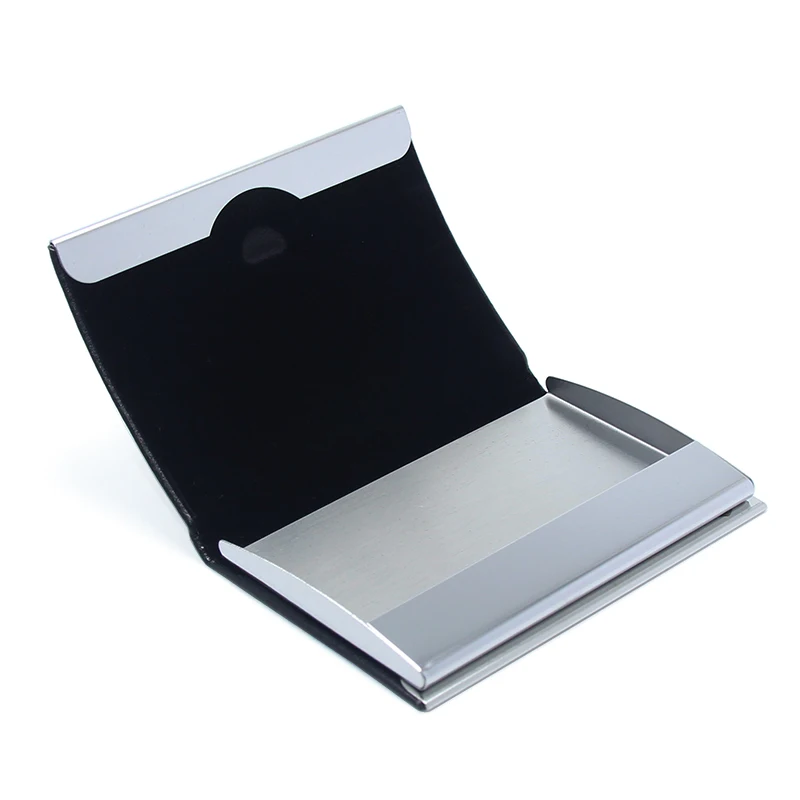 
PU Leather Stainless Steel Card Wallet Case Box Cardholder Magnet Metal Purse Men Women Business Name ID Bank Credit Card Case 