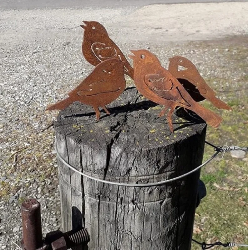 Laser Cut Rusty Metal Birds/Bird Garden Decoration Corten Steel