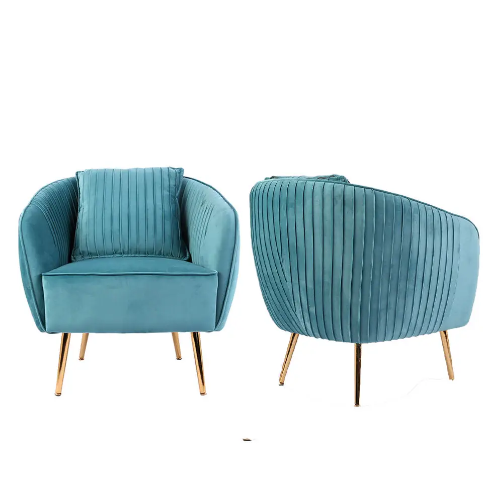Customized Modern Furniture Beautiful Sky Blue Flannelette Accent Chairs For Office
