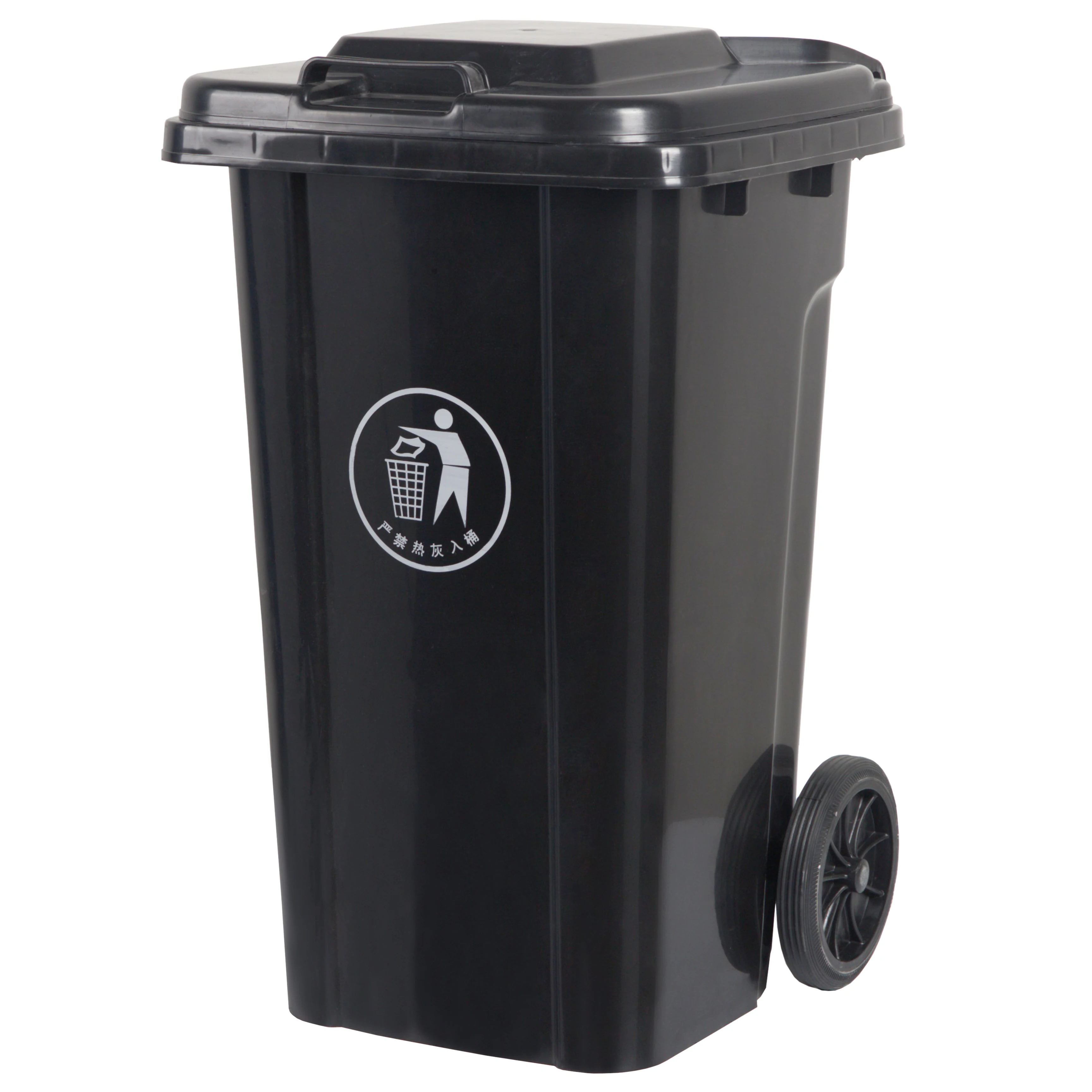 80liter HDPE hotel lobby airport green outdoor industrial plastic dustbin with wheels