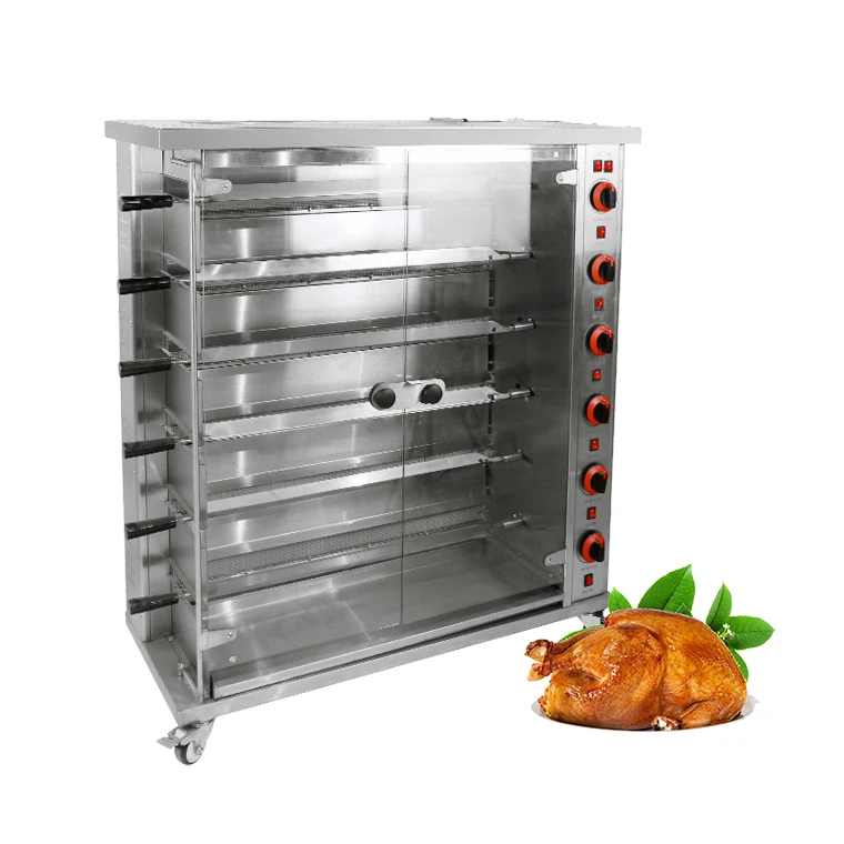 Restaurant rotisserie stainless steel machine automatic 3/6/9 rods gas grills chicken oven