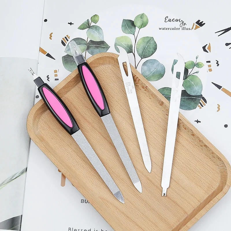 Portable durable silver double side stainless steel mini nail files kits
