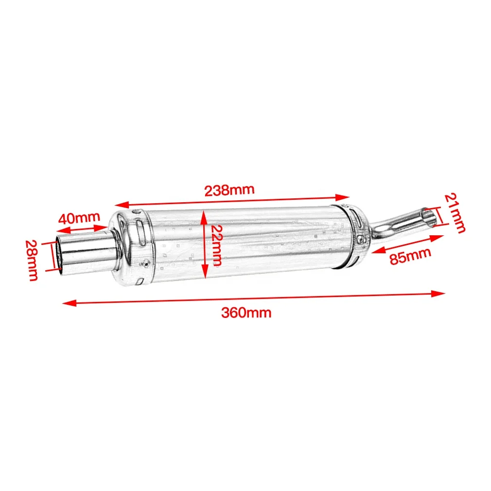 HIAORS Motorcycle 28mm Exhaust Modify Muffler Pipe for 110-125cc Scooter Pit Bike Dirt Bike ATV Motocross Moto Parts