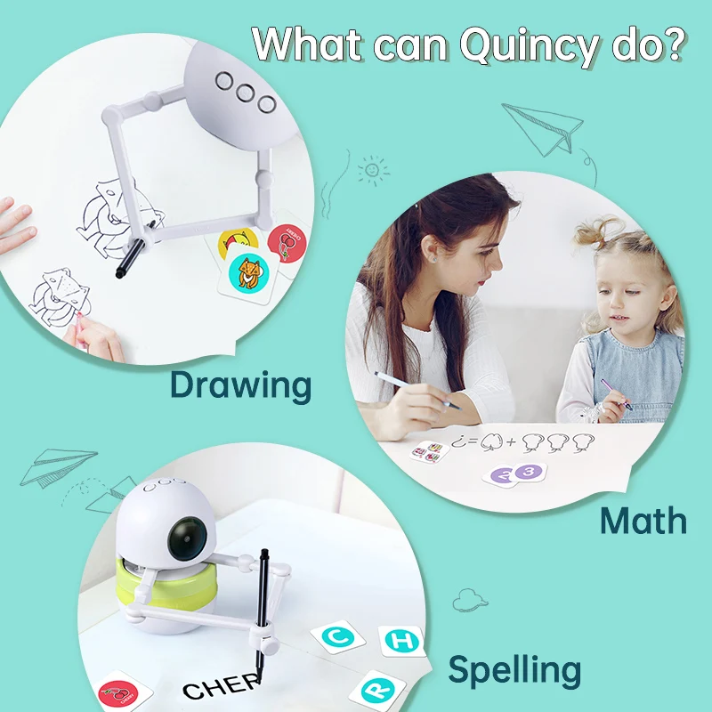  Хит продаж робот для рисования Quincy паровой обучающий умный игрушка обучения рисованию алфавит буквенный счет
