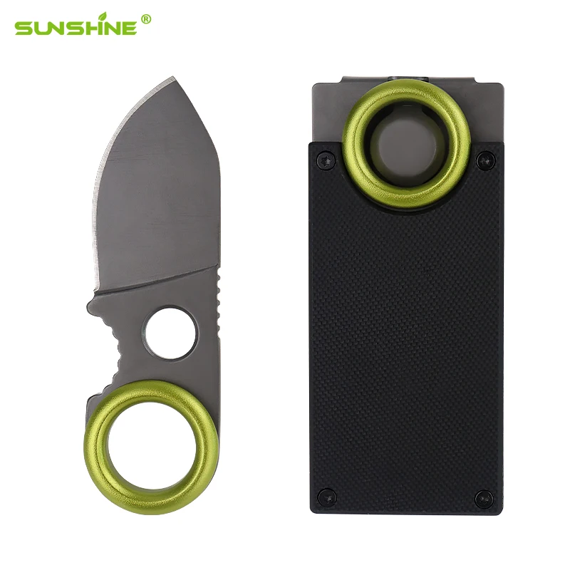 SUNSHINE Hot selling the best quality cost-effective products 440C money clip knife wallet knife Finger Hole Knife for outdoor