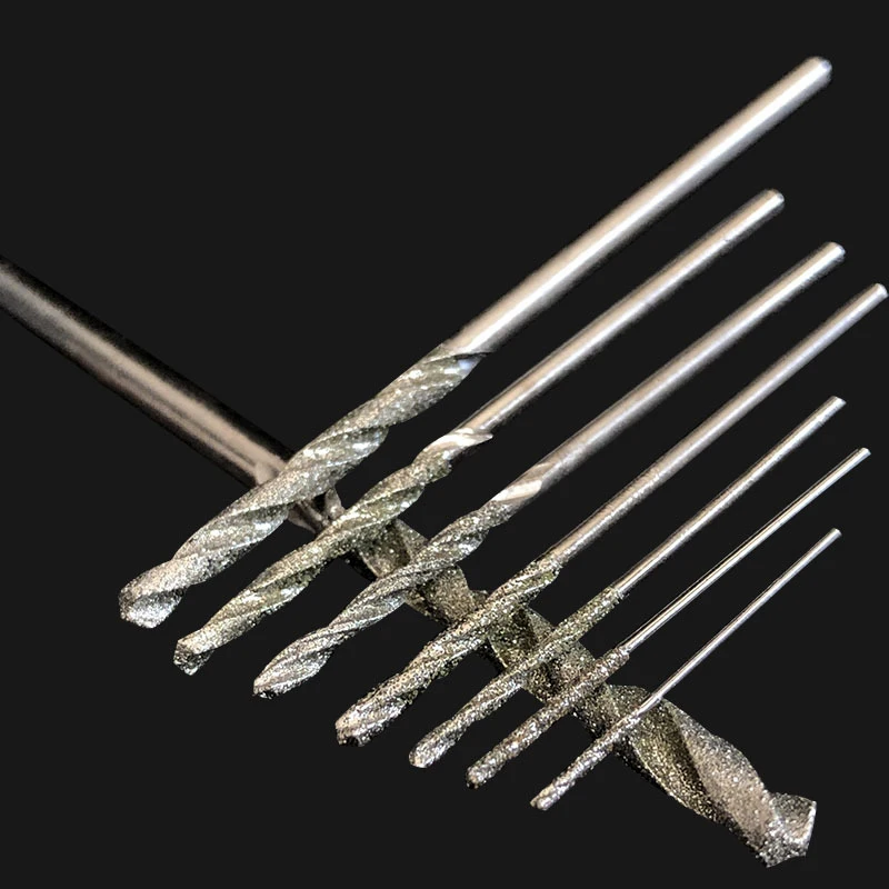 0.8-4mm Mini Diamond Coated Tipped Tip Twist Drill Bit For Jade Metal Agate Jade Gemstones Pearls