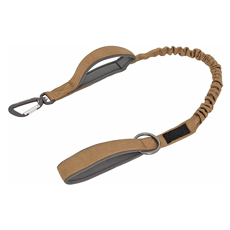 Tactical Bungee Dog Leash Heavy Duty K9 Training Leash with Two Handles and Carabiner Clip