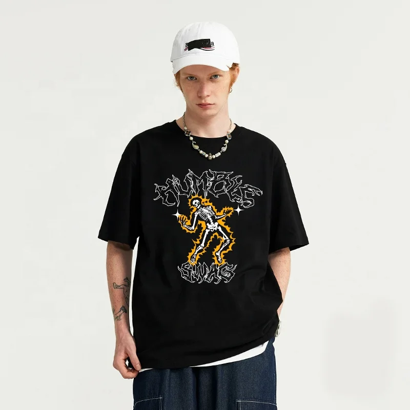 INFLATION 220 GSM Electricity Heat Transfer Printing Mens Streetwear Oversize mens tshirts