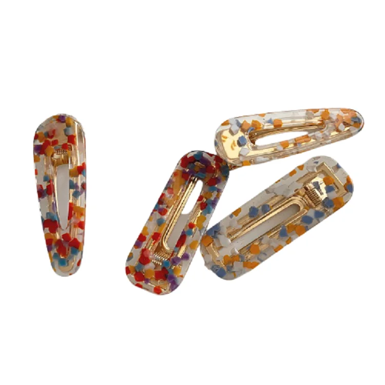 wholesale Acrylic Alloy Korean Hairgrips one-word Clip Star Glitter Jelly Marble Headdress