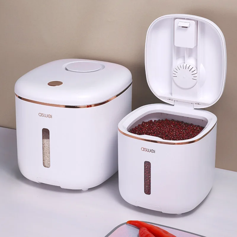 Rice Storage Container with Wheel Moistureproof Airtight Rice Dispenser Plastic Storage Container for Bulk Cereal Pet Food