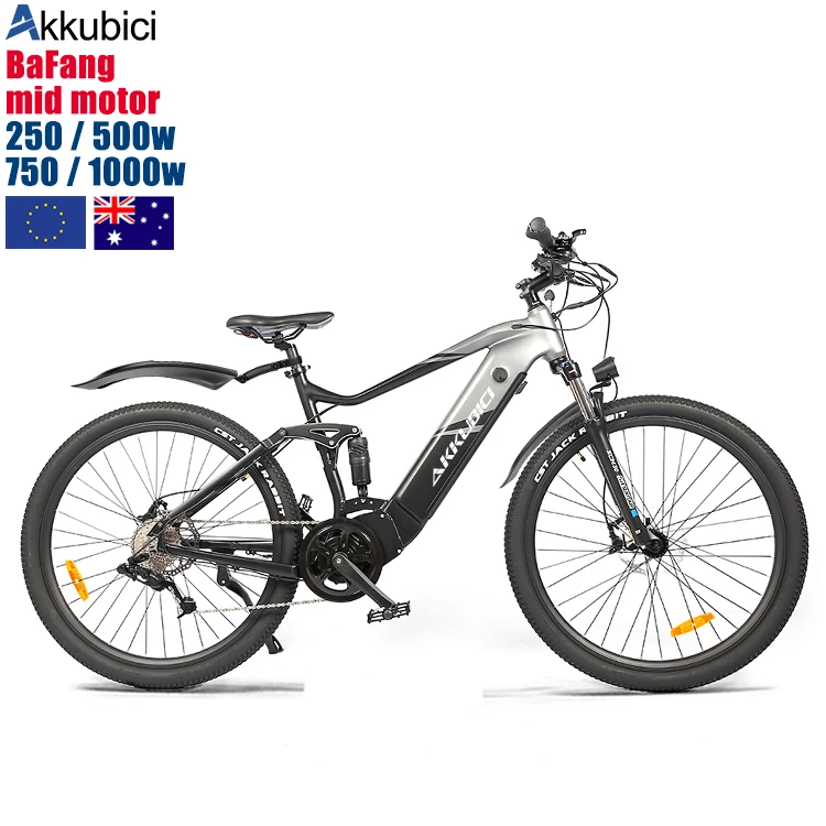 Akkubici bafang 250w e bike eu shipping 750w mid drive e mtb full suspension electric city bike 500 bicycle european warehouse
