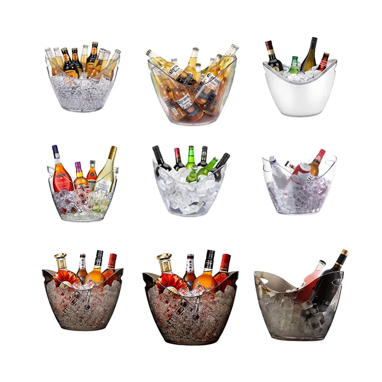 China Factory Wholesale Hot Selling Clear Plastic Wine Chiller Bucket Beer Large Ice Bucket