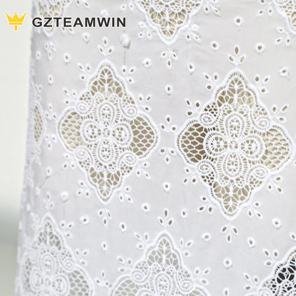 Прямая поставка с фабрики аксессуары для одежды Цветочный дизайн белое хлопковое кружево большой размер кружевная ткань вышивкой необычное