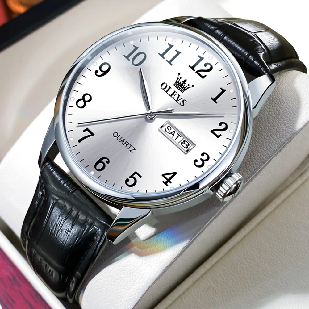 OLEVS Custom Watches Luxury Leather Steel Stainless Watches for Men Quartz Watches for Men