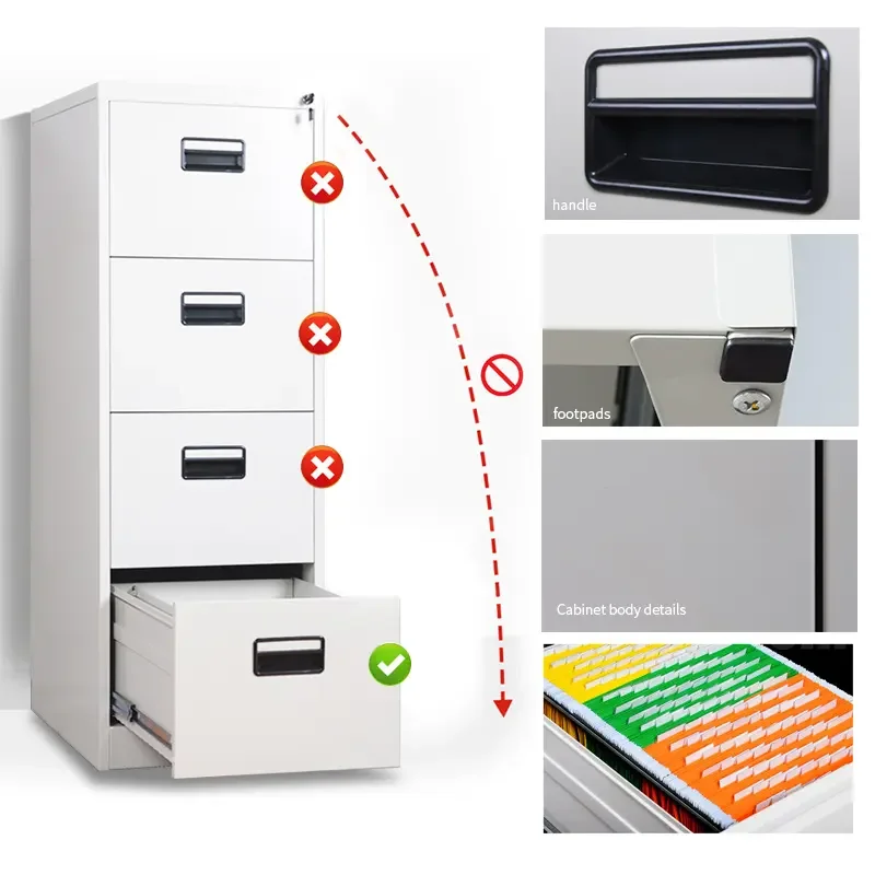 Office Metal 2 3 4 Drawer Filing Cabinet Steel Vertical File Cabinet Price School Hospital Library Storage Cabinet