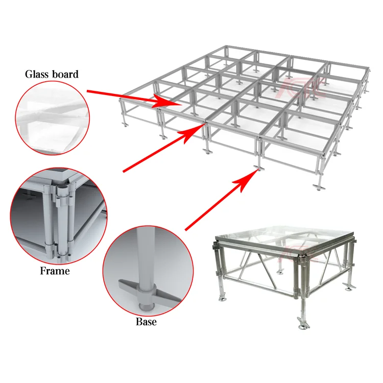 CE Portable Outdoor Portable plexiglass Stage platform Used aluminum Mobile Stage Platform with step