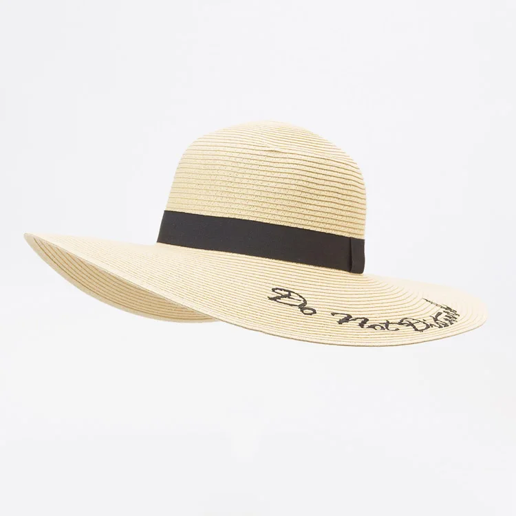 High Quality Paper Wide Brim Floppy Lady Summer Large Straw Hats for Adults