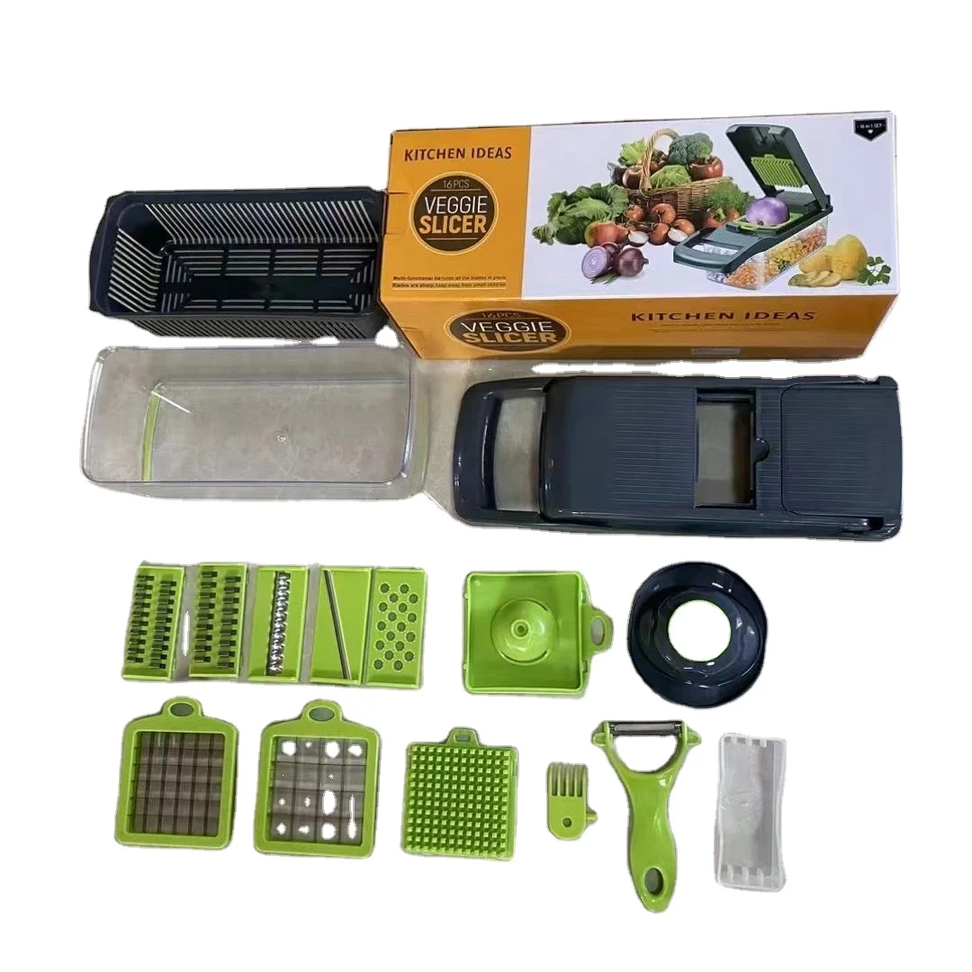 Kitchen multi 15 In 1 manual mandoline fruit cutter onion dicer veggie slicer vegetable chopper