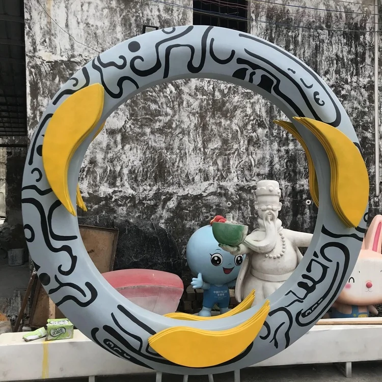 Стекловолоконное кольцо totem, золотые рыбки, круглые золотые рыбки, Художественная Скульптура, наружная Ландшафтная Скульптура по индивидуальному заказу