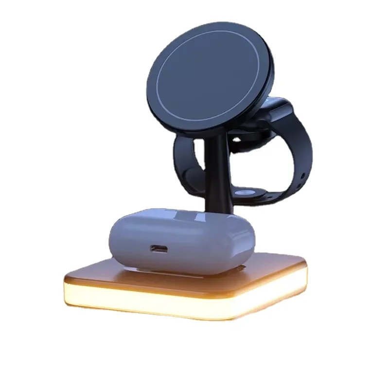 NEW DROPSHIPPING Product 3 in 1 Magnetic Fast Wireless Charger Stand Dock Station with LED Night Light