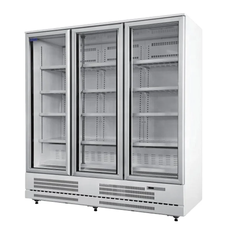 Supermarket Commercial Vertical Plug In Upright Glass Door Cold Energy Drink Beverage Display Refrigerator Freezer