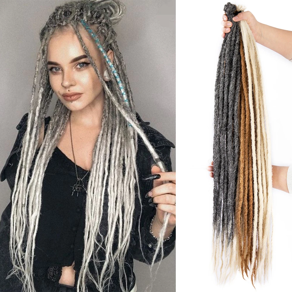 Natural 36 inch Dreadlock Extensions Soft Dreads Single Ended Dreadlocks for Women and Men