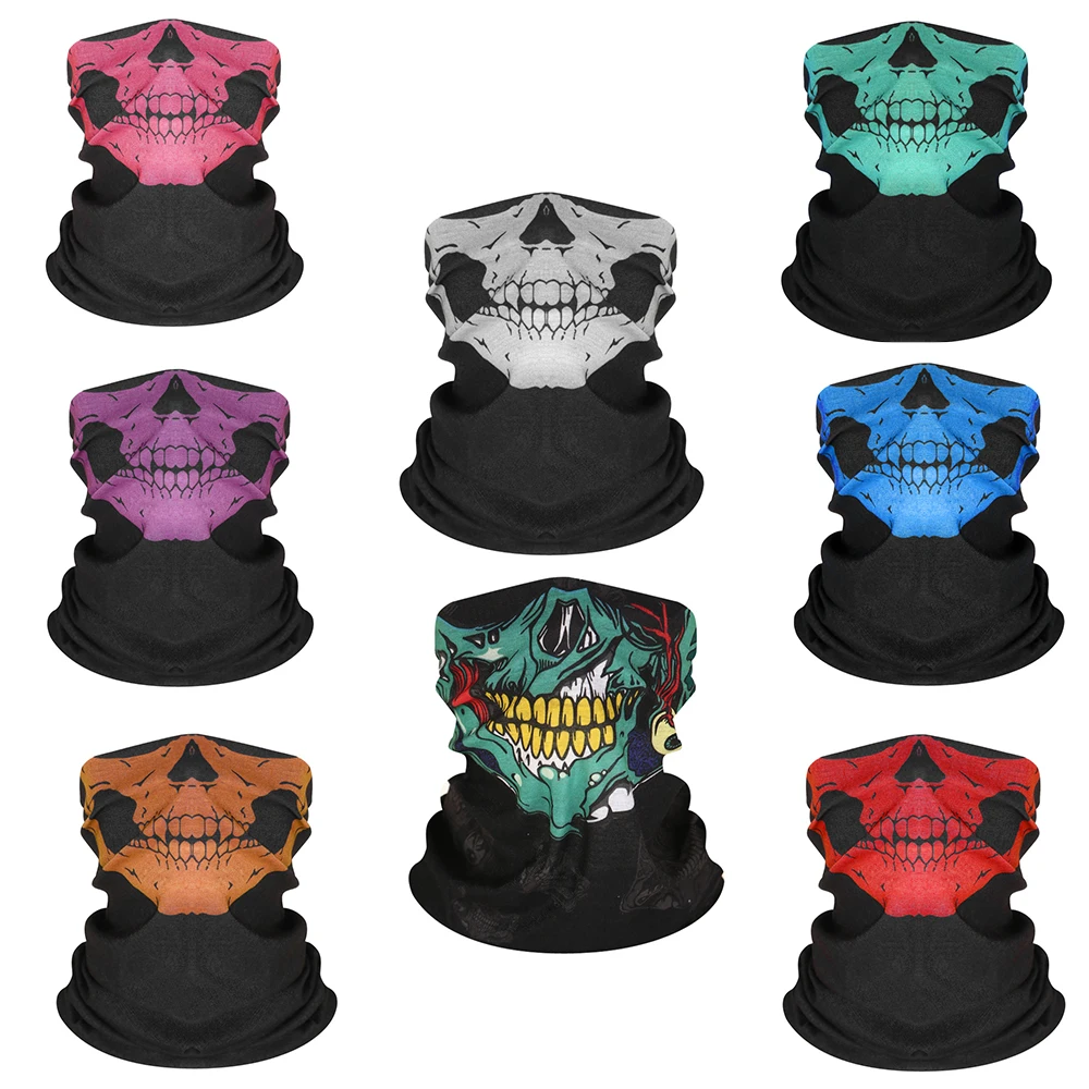 Halloween Skull Ghost Bandana Seamless Multi-function Tactical Turban Magic Bandana Neck Gaiters Dress Up Face Scarf Mask