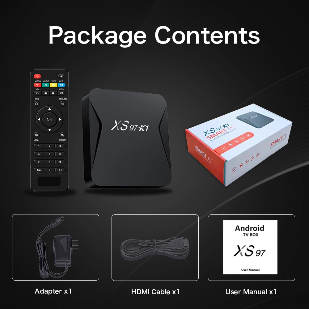 New Product Ideas 2024 Allwinner H313 XS97 K1  Android 10.0 Strong 4K Tv Box Android 4K 2024 With Youtube