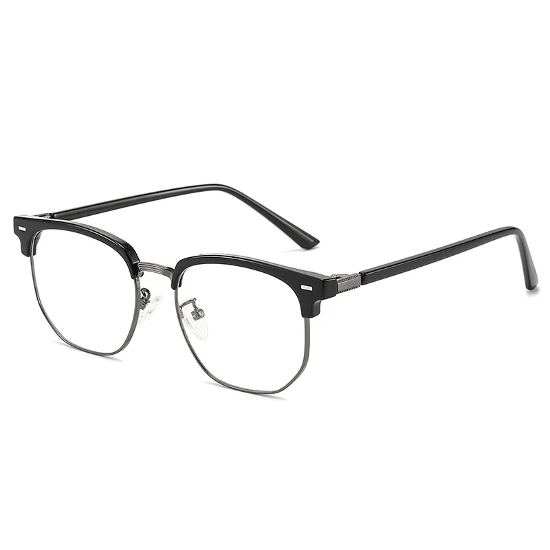 Blue Light Blocking Glasses Eyebrow Shape Half Frame Lightweight TR90 Eyeglasses Rectangle Myopia Glasses Frame Flat Glasses
