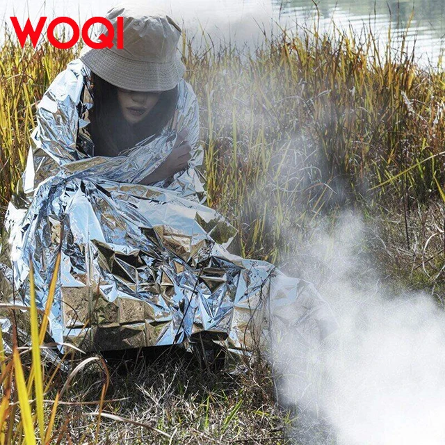 WOQI Factory Customized Wholesale Outdoor Products Double sided Gold and Silver Emergency Insulation Lifesaving Blankets