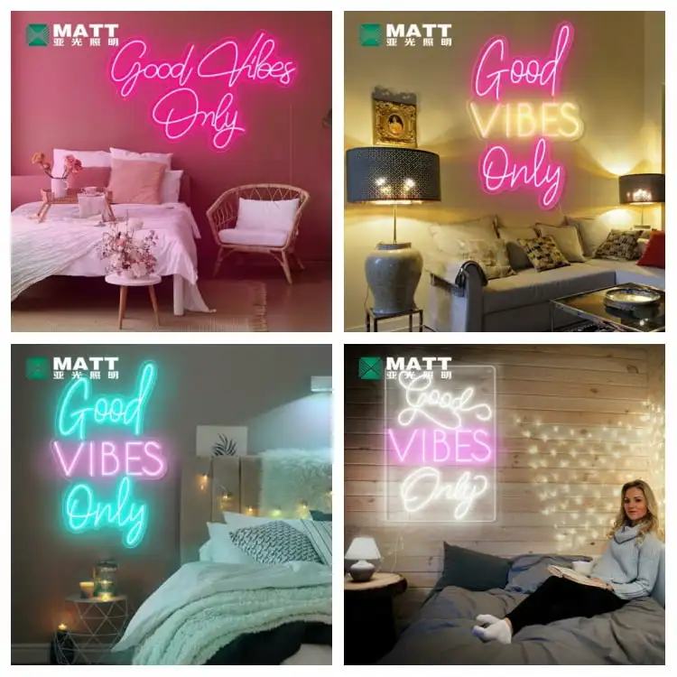 Matt dropshipping neon wedding supplies decorations personalized custom last name neon sign good vibes only neon light