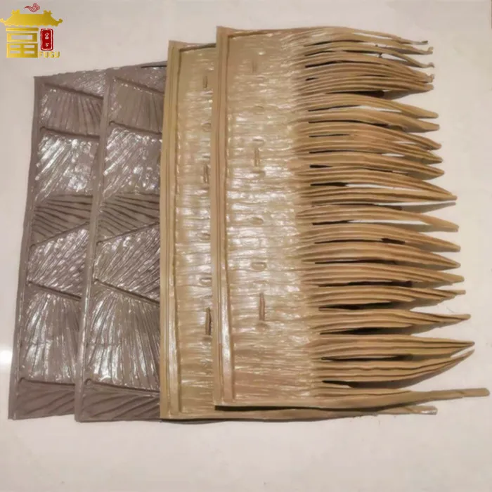 PE Resin Plastic Palm Leave Artificial Fireproof Thatch Roof Sheet 1000*600mm