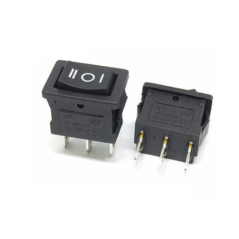 ON-OFF-ON rocker switch black square head push button 3 pins boat switch
