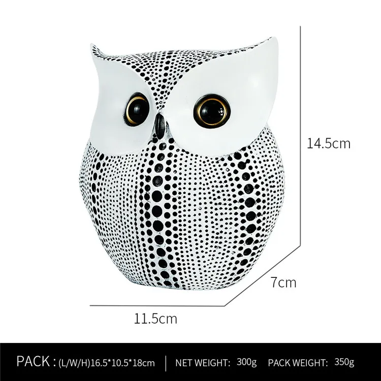 Modern Style Creative Owl Sculpture Figurine Statue Ornament Resin Craft Adornments For Home Table Bookshelf Decor