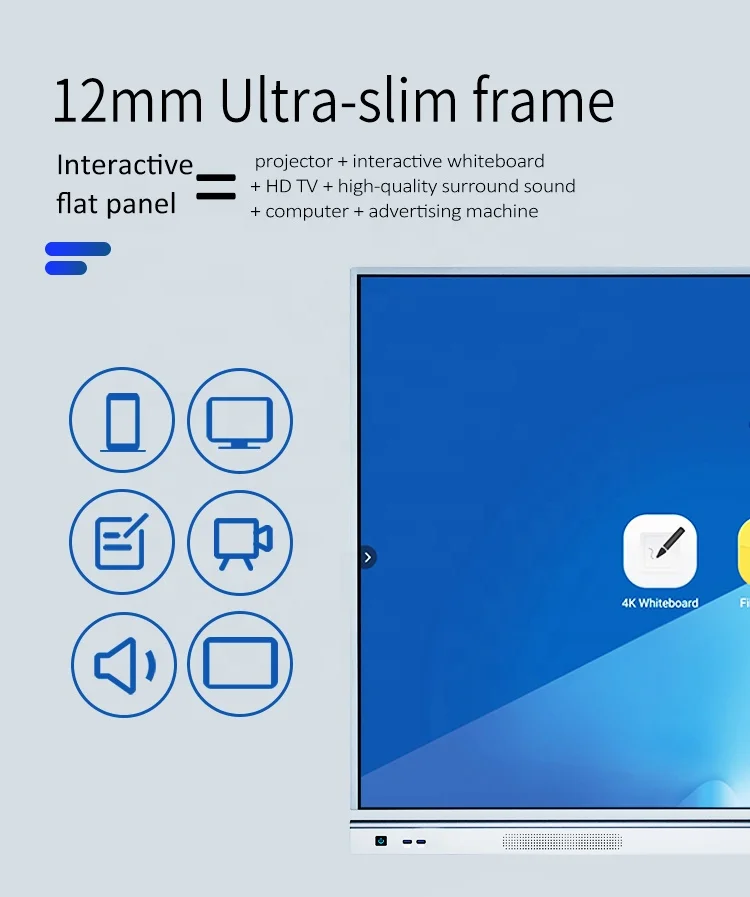 Shenzhen Factory hot sales 65 inches 20 touch 4k led interactive touch screen flat panel for school and office