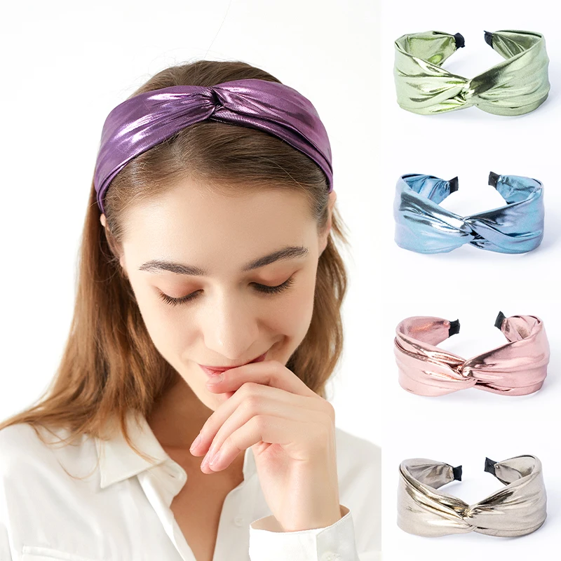 
New Style Solid Color Middle Cross Headband Fashion Bright Color Headband Women 