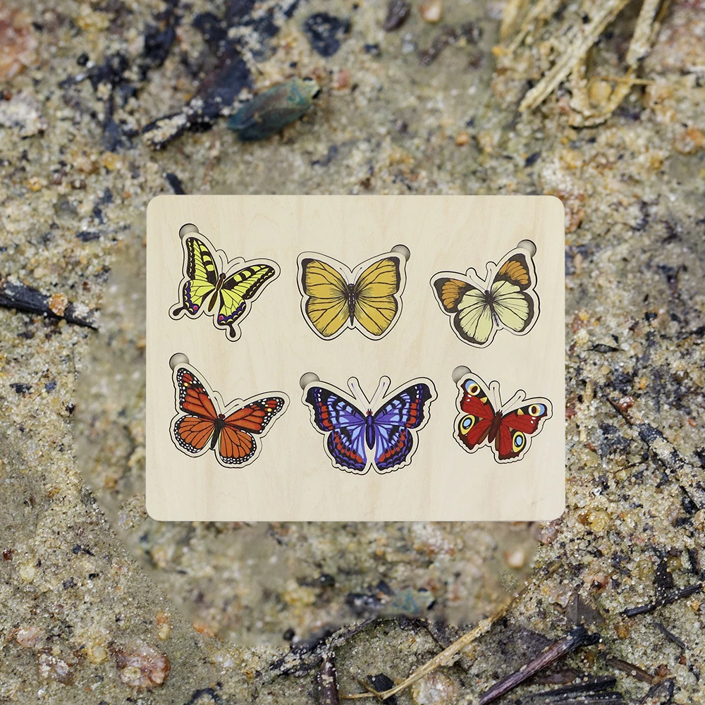 Custom UV printing wood puzzle butterfly life puzzle Wood Dinosaur eggs wooden toys for kids