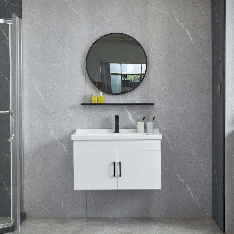 Marble Pattern Acrylic Solid Surface Wall Hotel Bathroom Washbasin Caninet, European Luxury Hung Bathroom Bathroom Sinks
