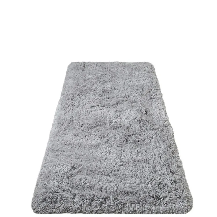 Living area carpet, fluffy and super soft, luxurious faux fur carpet with long hair on the headboard