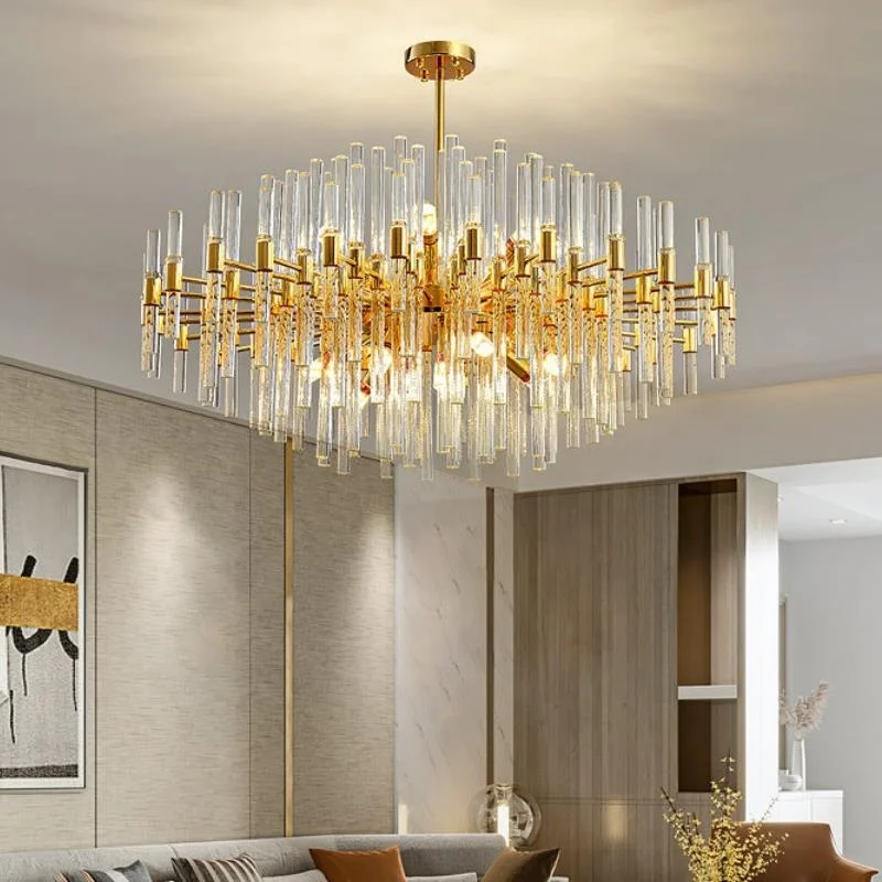 Custom brass crystal american chandelier with E12 E14 candle light for living room hotel decor