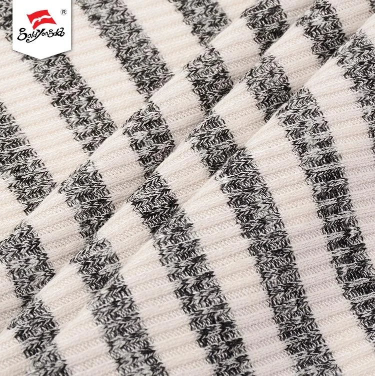 Wholesale beautiful soft hand feel stripe design 2x2 rib spandex poly knit fabric
