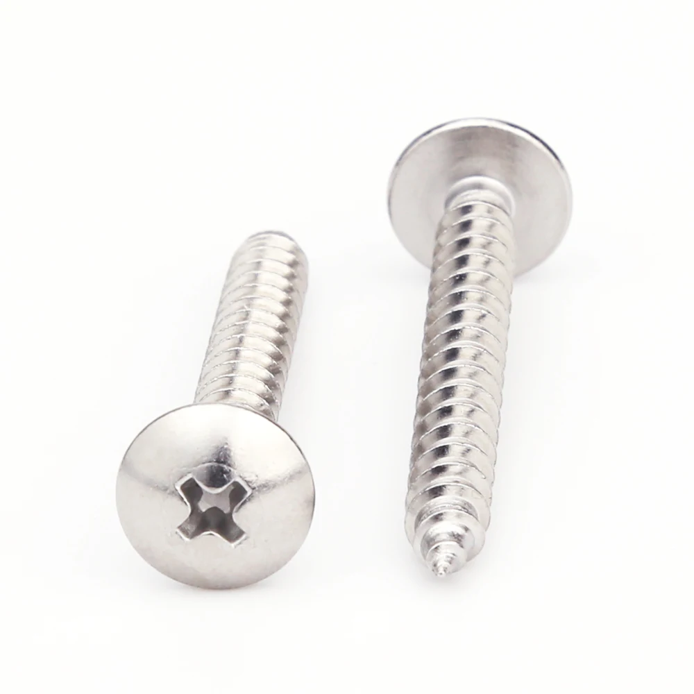 Pointed tail wood screws full thread crossed round head self-tapping screw stainless steel