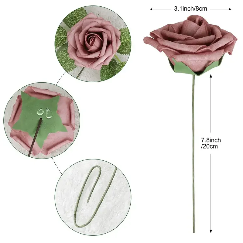 8CM Artificial Roses 25pcs PE  Foam Rose Buds for DIY Crafts , Outdoor Parties and Weddings
