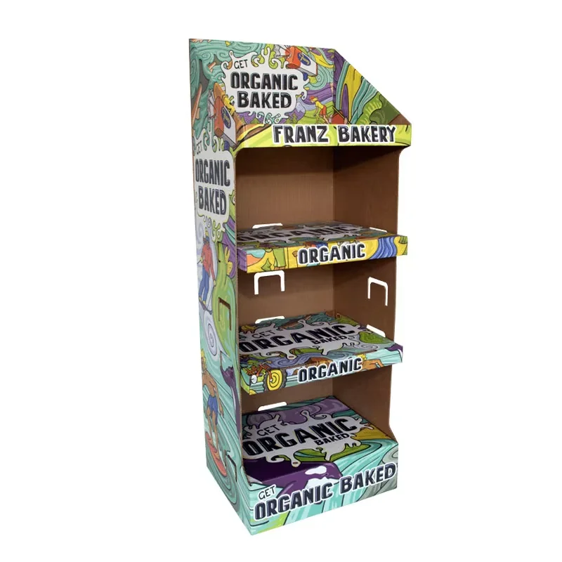 Promotional 4 Tiers Cardboard Display Rack Custom Cardboard Display Stand Board Printed Pop Cardboard Drinks Display