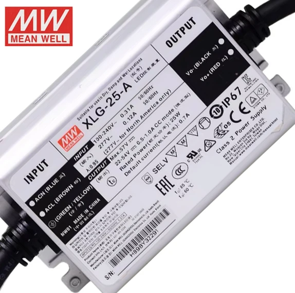 Meanwell импульсный источник питания 25 Вт XLG-25-A/AB 700mA 57 В XLG-25 серии постоянный светодиодный драйвер