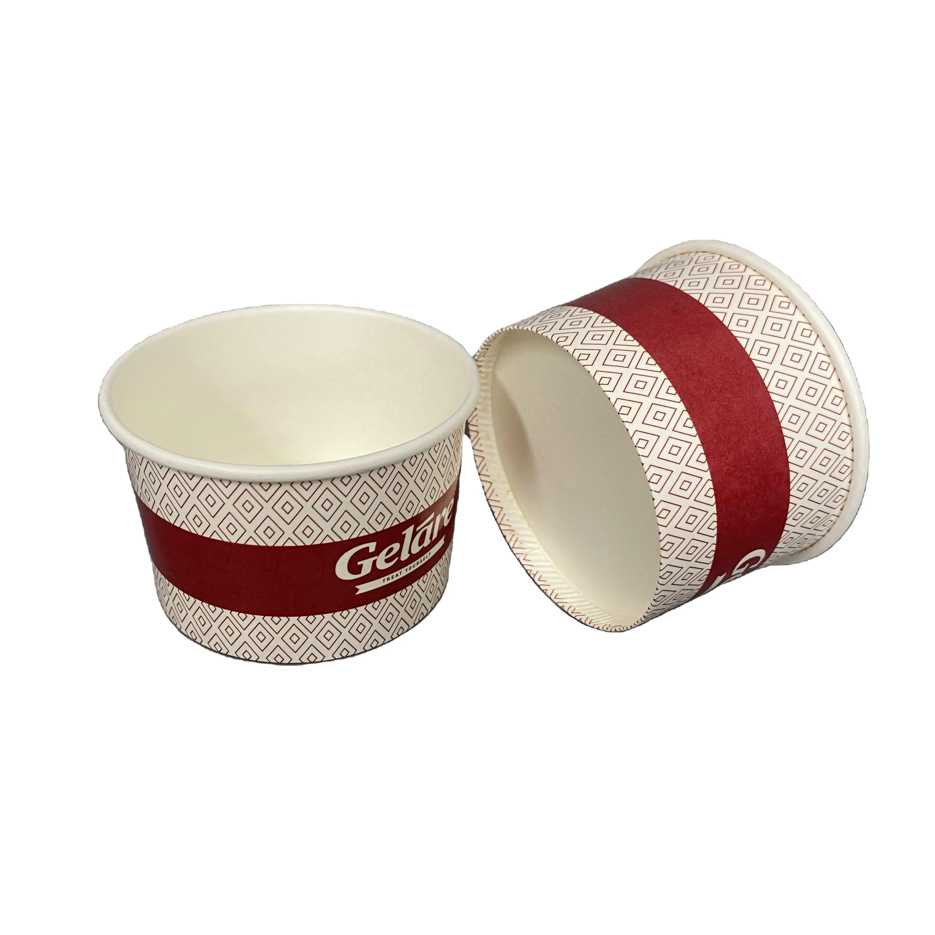 34oz Custom Logo Disposable Ice Cream Paper Cups  Double Layer PE Coated Kraft Paper Ice Cream Packaging Cups