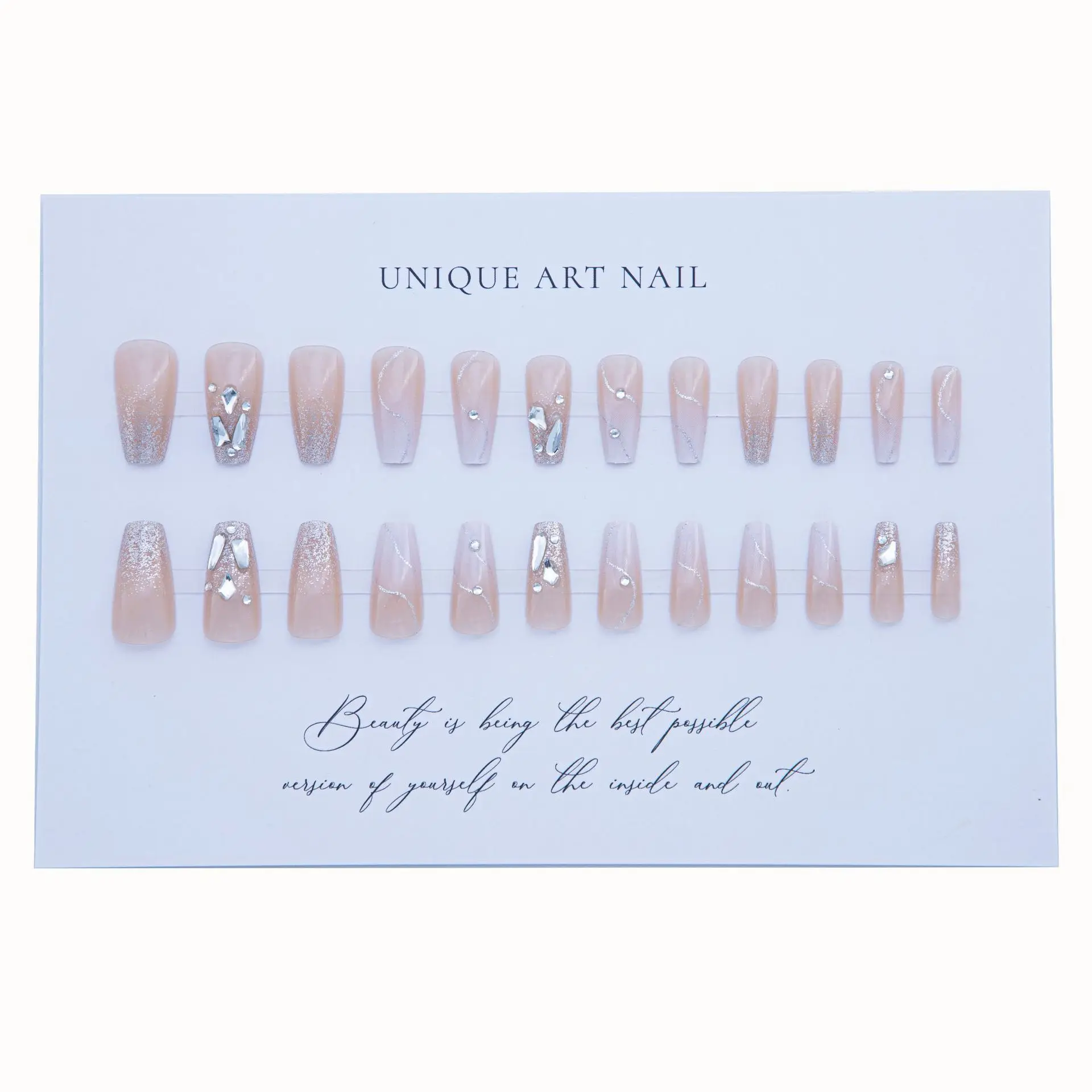 Long French Acrylic False Nails Press On Nails Artificial Nails With Glue For Woman