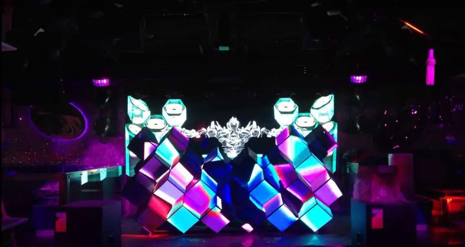Крытый 3D видео DJ стенд светодиодный экран для событий цифровой изогнутый Стенд настольный фасадный дисплей