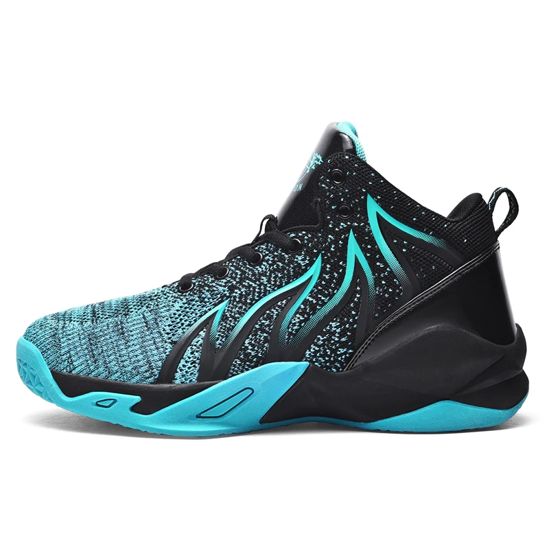 Четыре сезона летающие вязаные практичные большие спортивные баскетбольные ботинки для мальчиков Мужская большая обувь OEM